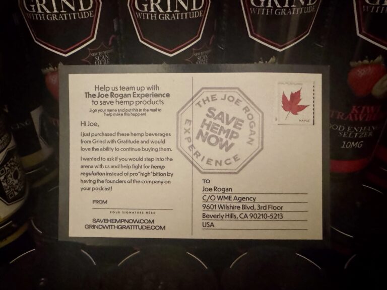 Save Hemp Now (Back) - Help Grind With Gratitude Team Up With The Joe Rogan Experience